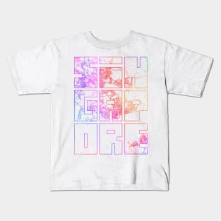 Singapore City Map Typography - Colorful Kids T-Shirt